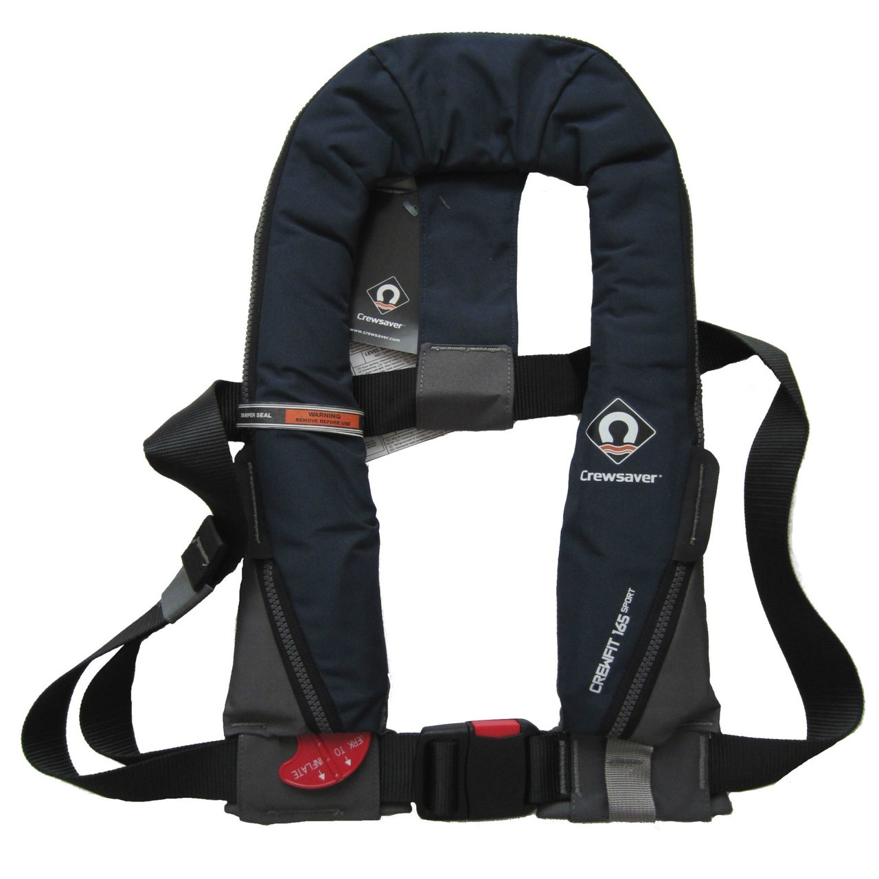 Designed with a Peninsular Chin support, to keep your airway well clear of the water whatever the conditions
Attachment point for Crewsaver Surface Light | Robust outer cover for durability | UML MK5 Automatic or Halkny Roberts 840 Manual operating heads | Centre buckle adjuster | Oral Tube | Whistle | Reflective tape | 
Lifting becket | Crotch strap